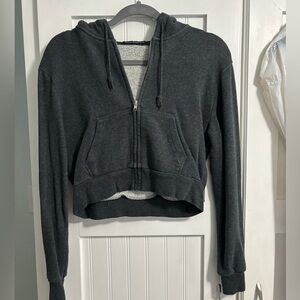 One size Brandy Melville gray cropped zip up